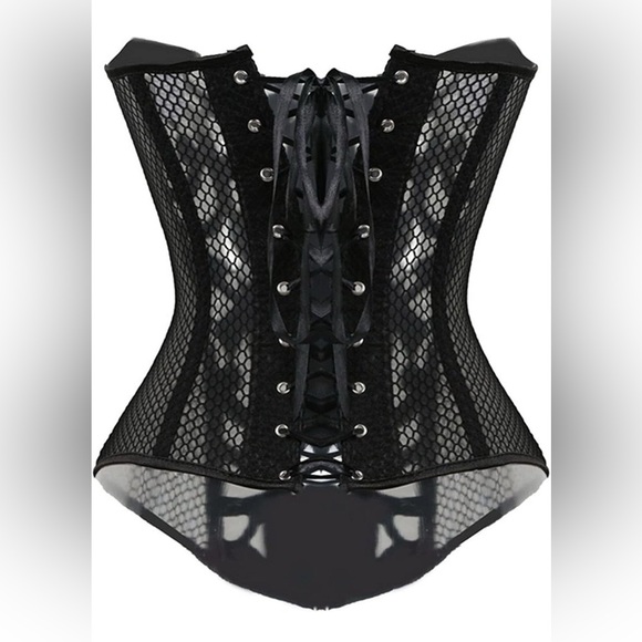 Everlove Fishnet Overbust Lace up Bustier Corset - XL - Picture 2 of 5
